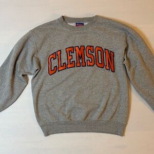 Champion Crewneck Gray and Orange Sweater with Clemson Design